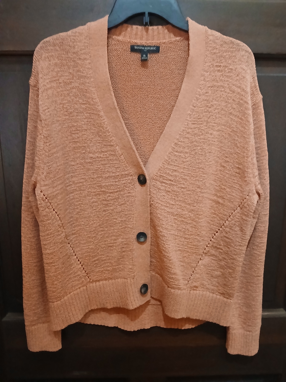 Banana Republic Women's Salmon Color Button-Front V-Neck Cardigan Sweater Size M